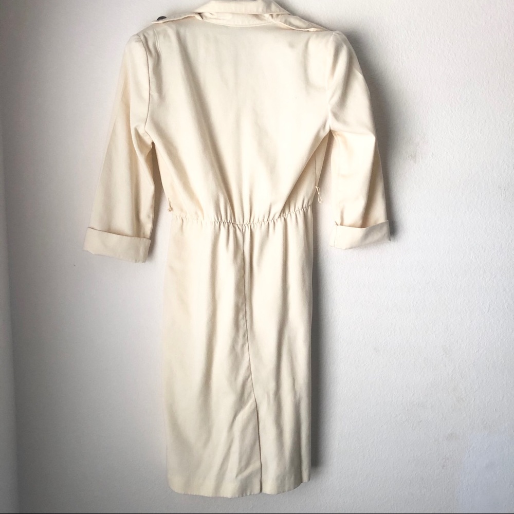 Vintage Button Midi Dress With Belt Cream 6P - Picture 11 of 13
